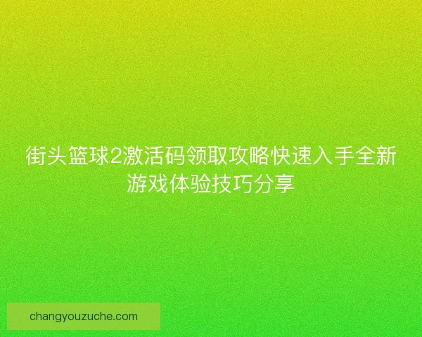 街头篮球2激活码领取攻略快速入手全新游戏体验技巧分享
